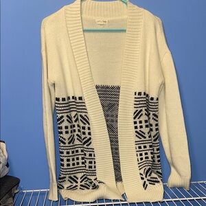 Maison Jules Cream and Black Geometric Cardigan